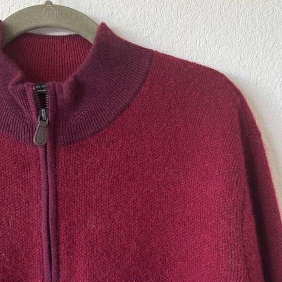 Saks 5th Avenue 100% Cashmere 1/4 Zip Pullover Sweater Men’s XL Burgundy Preppy - Picture 2 of 6